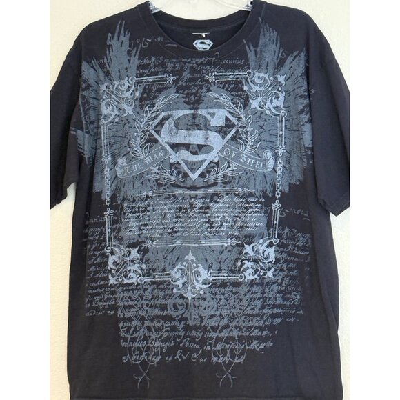 DC Comics Superman "Man of Steel" Short Sleeve Tee Shirt Black Size L - Picture 3 of 5